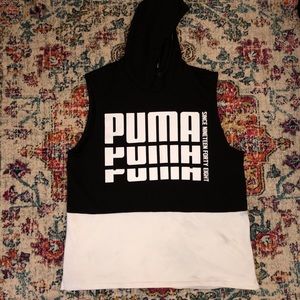 Puma sleeveless black and white hoodie